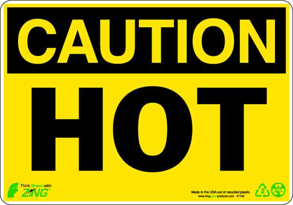 Zing Caution Sign, 7 in H, 10 in W, Plastic, Rectangle, English, 1152 1152
