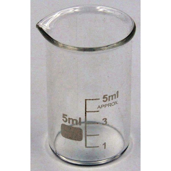 Lab Safety Supply Beaker, Low Form, Glass, 5mL, PK12 5YGY6