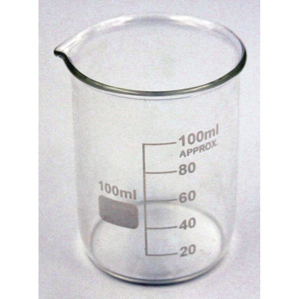 Lab Safety Supply Beaker, Low Form, Glass, 100mL, PK12 5YGZ0