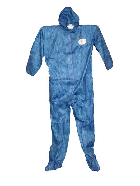 Viroguard Hooded Chemical Resistant Coveralls, 25 PK, Blue, Microporous Laminate, Zipper 2404-XL