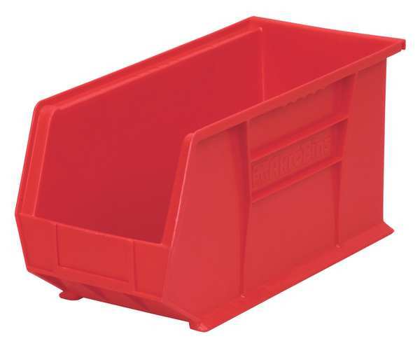 Akro-Mils 60 lb Hang & Stack Storage Bin, Plastic, 8 1/4 in W, 9 in H, 18 in L, Red 30265RED