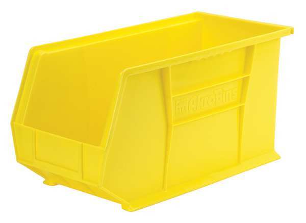 Akro-Mils 60 lb Hang & Stack Storage Bin, Plastic, 8 1/4 in W, 9 in H, 18 in L, Yellow 30265YELLO