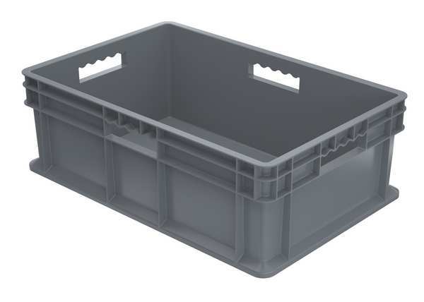 Akro-Mils Straight Wall Container, Gray, Industrial Grade Polymer, 23 3/4 in L, 15 3/4 in W, 8 1/4 in H 37688GREY