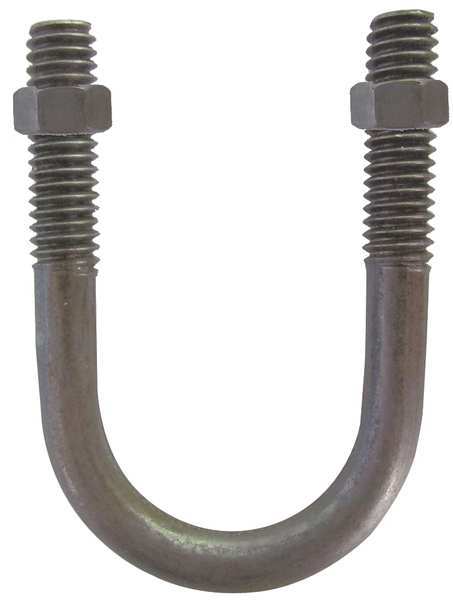 Zoro Select Round U-Bolt, 5/16"-18, 1 3/8 in Wd, 2 3/16 in Ht, Plain Stainless Steel, 10 PK U17567.031.0101