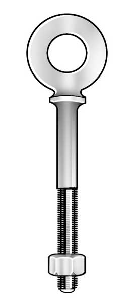 Ken Forging Machinery Eye Bolt With Shoulder, 5/8"-11, 4-1/2 in Shank, 1-3/8 in ID, Steel, Galvanized N2027-4-1/2