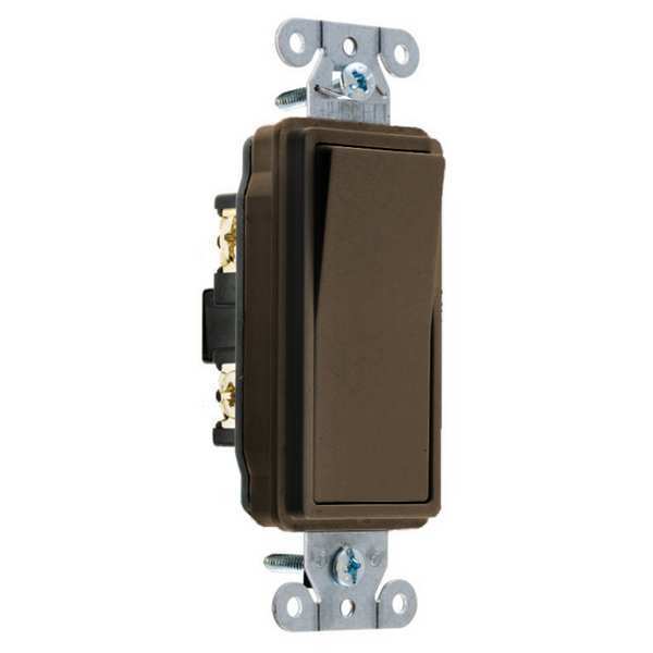 Hubbell Wall Switch, 1-Pole, 120/277V, 15A, Brown DS115