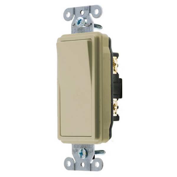 Hubbell Wall Switch, 1-Pole, 120/277V, 15A, Ivory DS115I