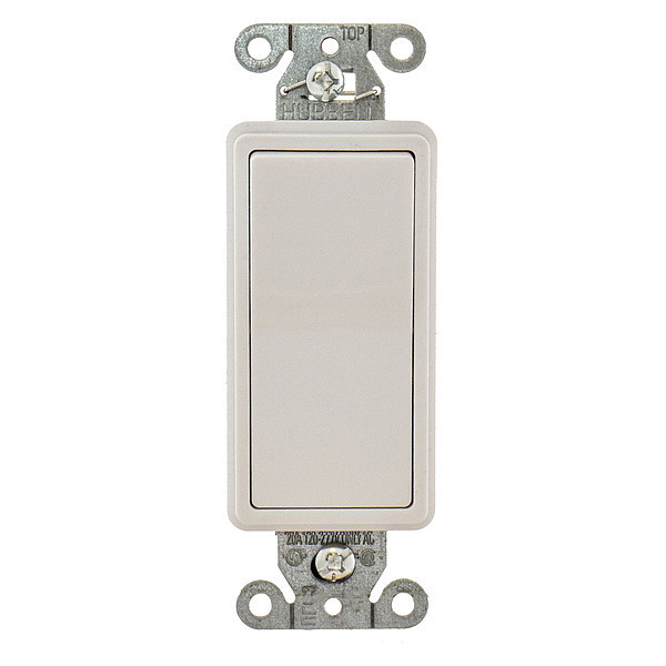 Hubbell Wall Switch, 3-Way, 120/277V, 20A, Wht, Rockr DS320W