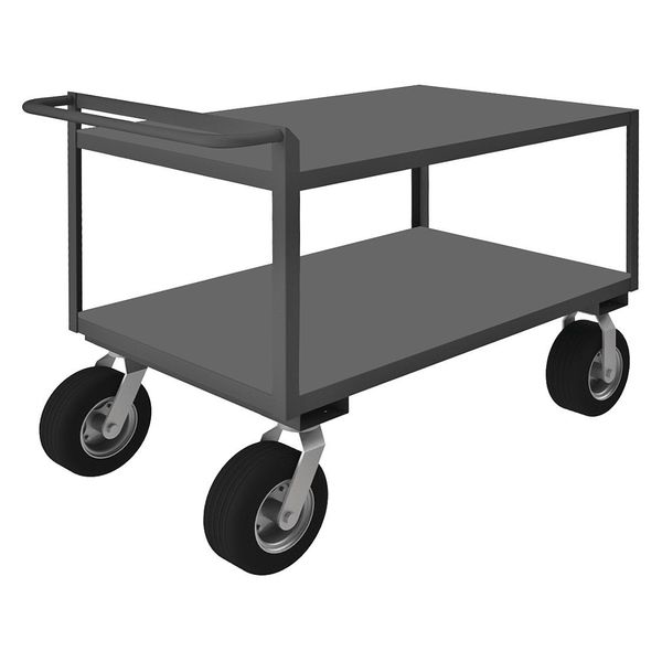 Zoro Select Steel Utility Cart with Flush Metal Shelves, Flat, 2 Shelves, 1,500 lb RSCR244838ALD10SPN95