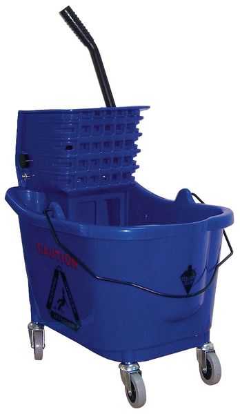 Tough Guy 8 3/4 gal Tough Guy Side Press Mop Bucket and Wringer, Black/Blue/Gray, Polypropylene 5CJH6