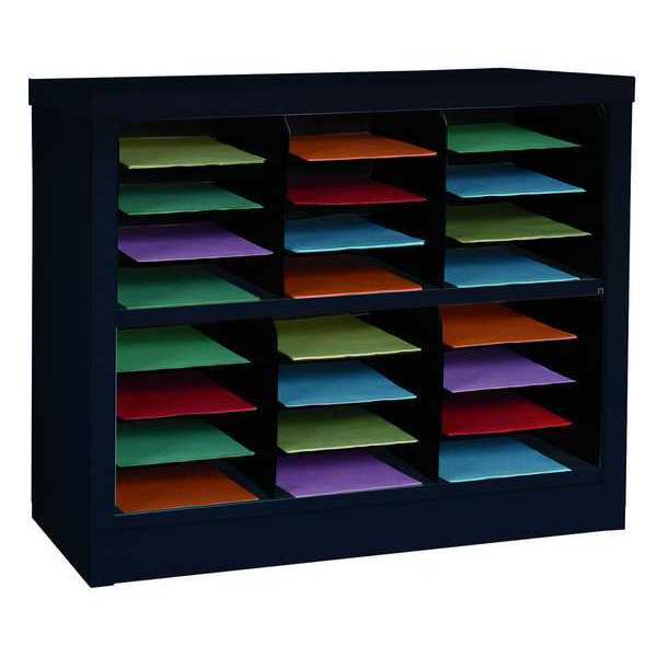Zoro Select Horizontal Literature Organizer 24 Compartments, Black 5CRX9