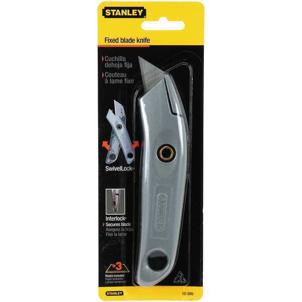 Stanley Utility Knife, Fixed Blade, Utility, General Purpose, Metal, 6 in  L. 10-399