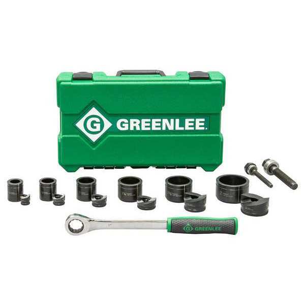 Greenlee Slug-Buster Knockout Punch Kit w/ Hex Ratchet Wrench, 1/2" - 2" Conduit Size, Up to 10 ga Mild Steel 7238SB