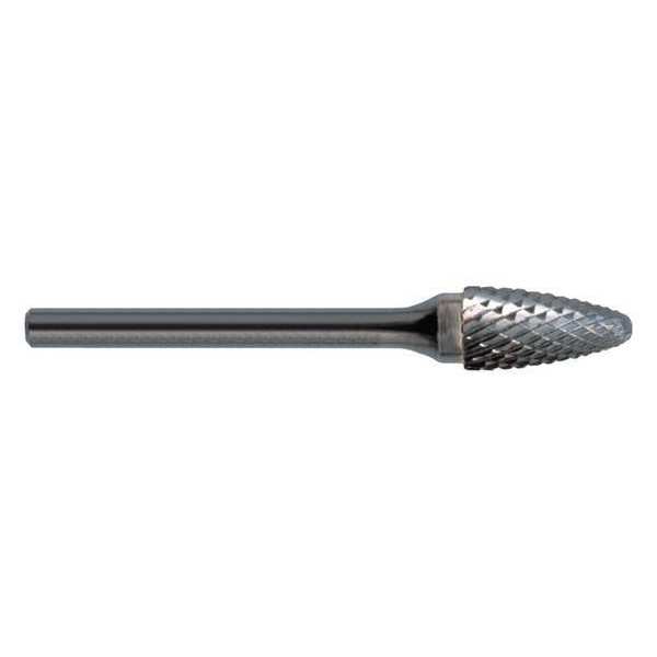 Cle-Line Carbide Bur, 1848 SF-3 CLE-SF Round Nose Tree Bur Double Cut 3/8"x1/4" Hardened Steel Shank C17581