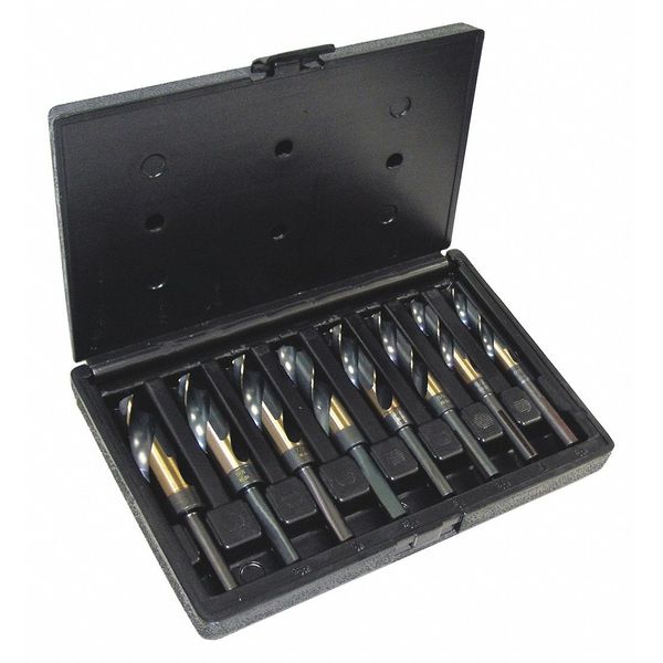 Cle-Line 8PC 1/2 Reduced Shank Silver & Deming Drill Set Cle-Line 1877 Black & Gold HSS 9/16-1IN C21164