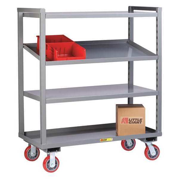 Little Giant Steel Adj. Multi-Shelf Truck, 3-Shelf, 24 x 60", 4 Shelves, 800 lb Per Shelf AM-3A-2460-6PY