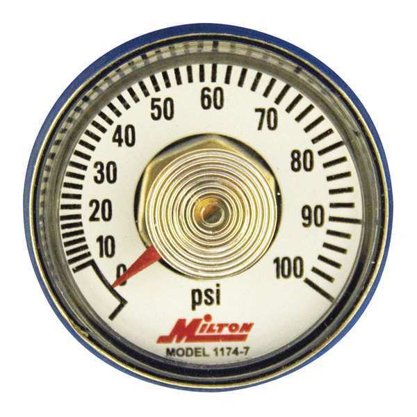 Milton Center Back Mount Pressure Gage, 0-100PSI 1174-7