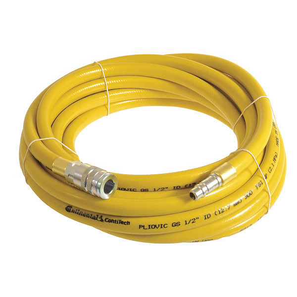Continental Contitech 1/2" x 50 ft PVC Coupled Multipurpose Air Hose 300 psi YL PLY05030-50-51