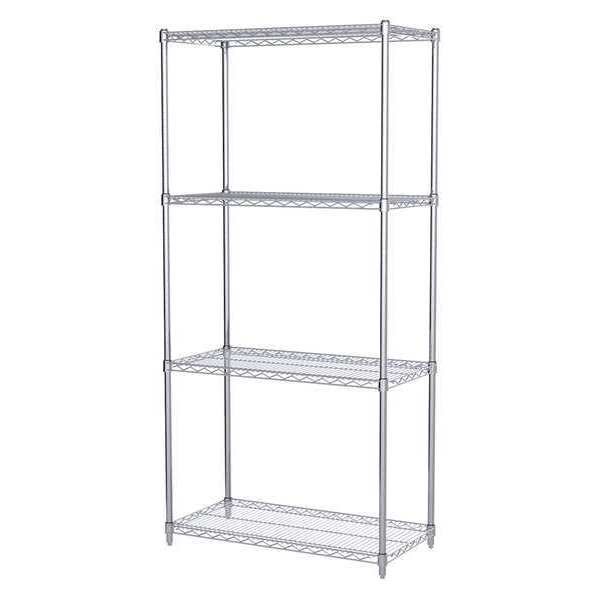 Akro-Mils Wire Shelving Unit, 18"D x 36"W x 74"H, 4 Shelves, Chrome AWS741836SU