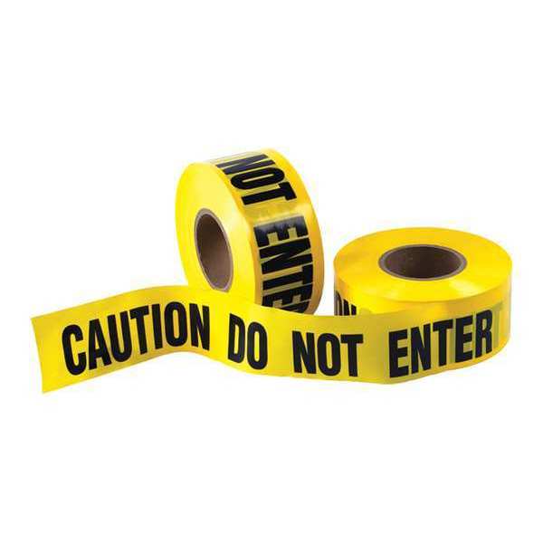 Zoro Select Barricade Tape, "Caution Do Not Enter", 3.0 Mil, 3" x 1000', Yellow/Black, 4/Case T968CDN