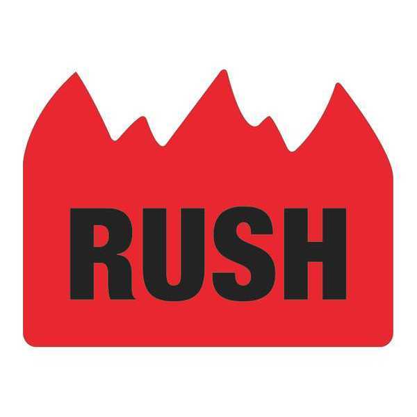 Tape Logic Tape Logic® Flame Labels, "Rush" (Bill of Lading), 1 1/2" x 2", Red/Black, 500/Roll DL1401