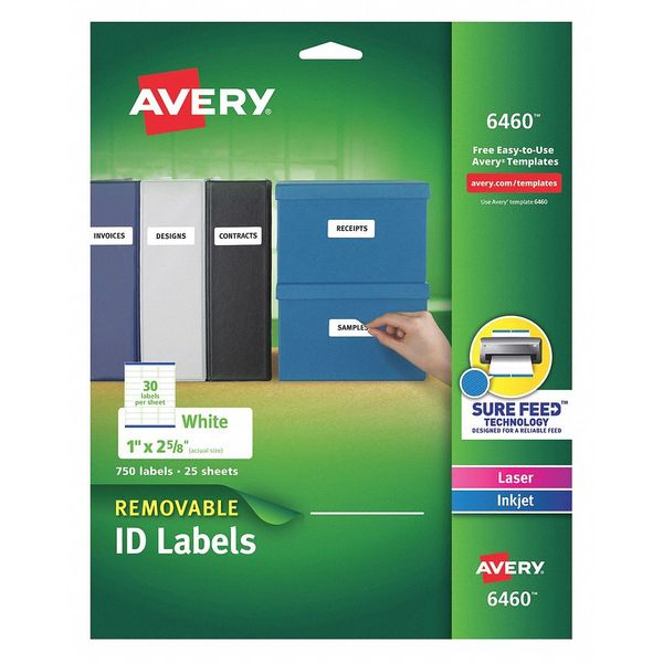Avery Dennison Laser Labels, White, PK750 6460