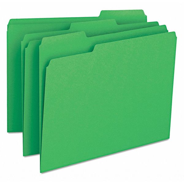 Zoro Select Folders Single-Ply Tab, Green, PK100 12143