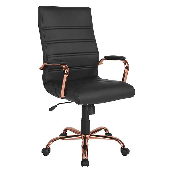 Flash Furniture Black Leather Rose Gold Frame High Back Chair GO-2286H-BK-RSGLD-GG