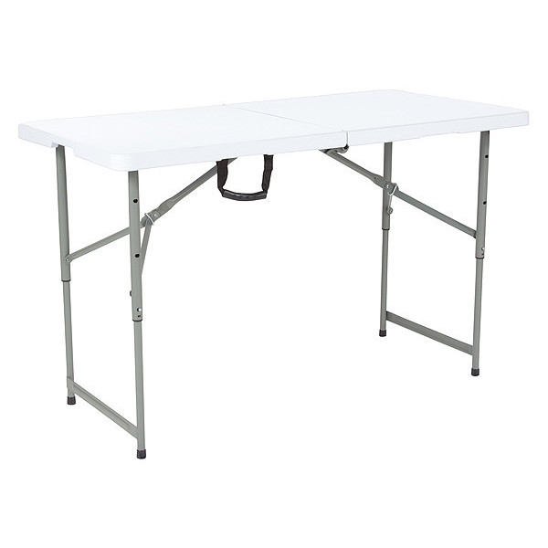 Flash Furniture Rectangle Folding Table, 23.5" W, 48" L, 29.5" H, Plastic Top, White RB-2448ADJ-GG
