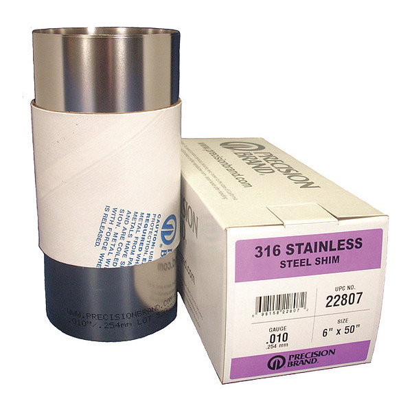 Precision Brand Shim Stainless Steel 316, .020 x 6 x 100" 22830