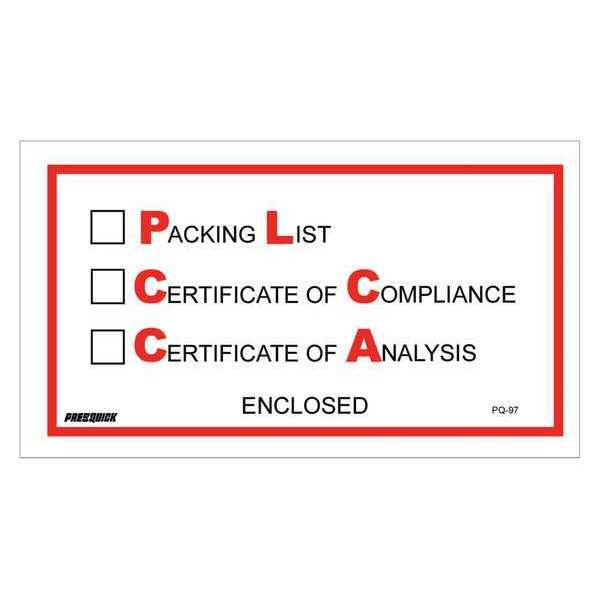 Tape Logic Tape Logic® "Packing List/Cert of Compliance/Cert. of Analysis Enclosed" Envelopes, 5 1/2" x 10", Red/Black, 1000/Case PL97