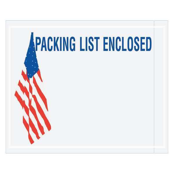 Tape Logic Tape Logic® "Packing List Enclosed" Envelopes, U.S.A. Flag, 4 1/2" x 5 1/2", Red/White/Blue, 1000/Case PLUSA12