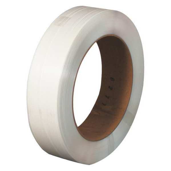 Partners Brand Polypropylene Strapping, Hand Grade, Embossed, 16" x 6" Core, 1/2" x 9000', White, 1/Coil PS1217W