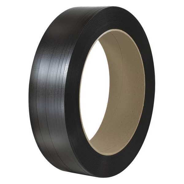 Partners Brand Polypropylene Strapping, Hand Grade, Embossed, 16" x 6" Core, 1/2" x 9000', Black, 1/Coil PS1217