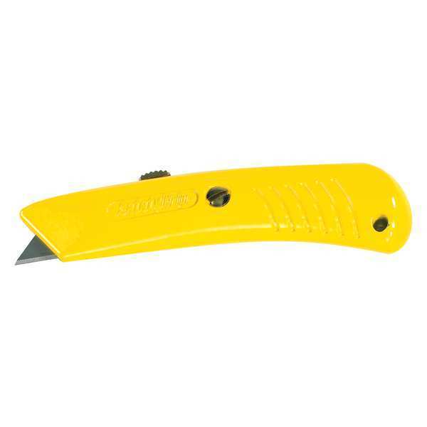 Partners Brand Utility Knife, Safety Grip, Yellow, PK10 Safety Blade, 10 PK KN113