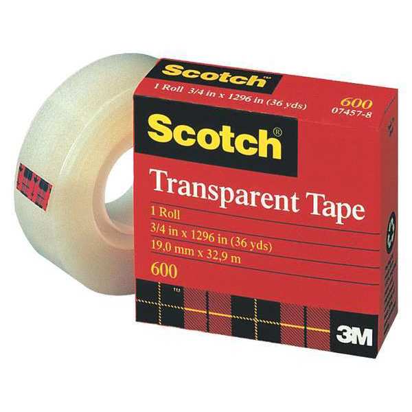 Scotch Scotch® 600 MultiTask Tape, 2.3 Mil, 3/4" x 36 yds., Transparent, 12/Case T9641600
