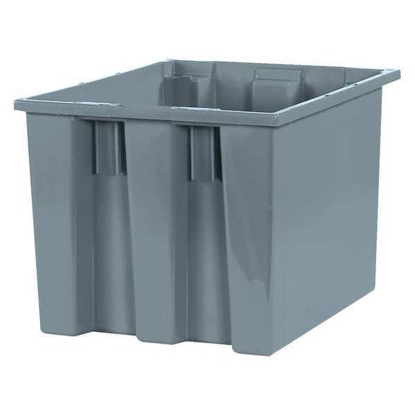 Partners Brand Stack and Nest Container, Gray, Plastic, 6 PK BINS118