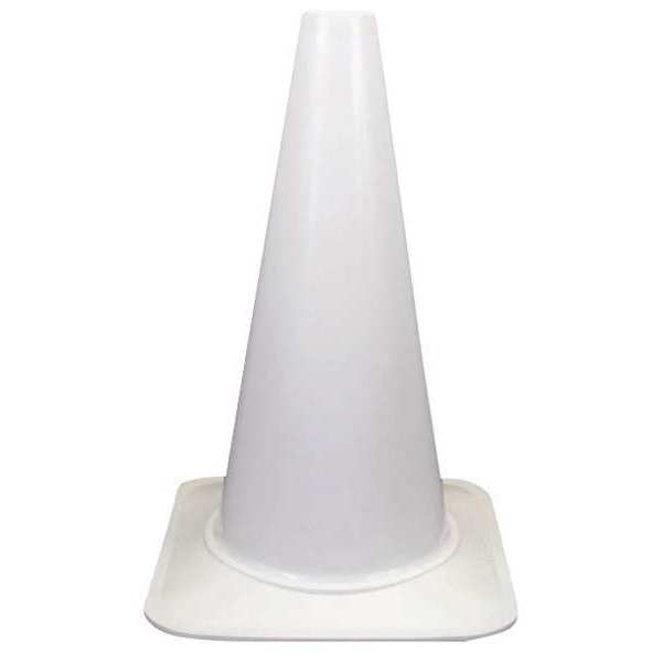 Zoro Traffic Control Cone, 18", White, Polyethylene, 18" H, 12" L, 12" W, White G1543513