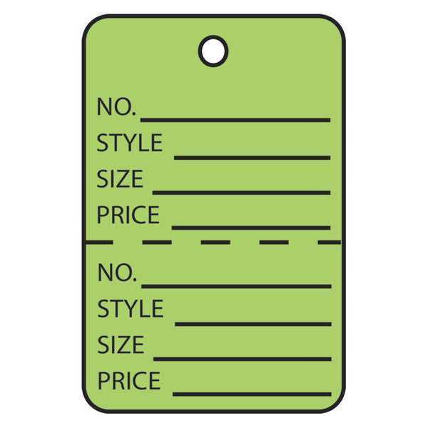 Partners Brand Garment Tags, Perforated, 1 3/4" x 2 7/8", Green, 1000 /Case G26015