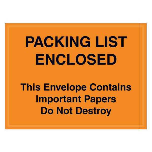 Tape Logic Tape Logic® "Important Papers Enclosed" Envelopes, 4 1/2" x 6", Orange, 1000/Case PL410