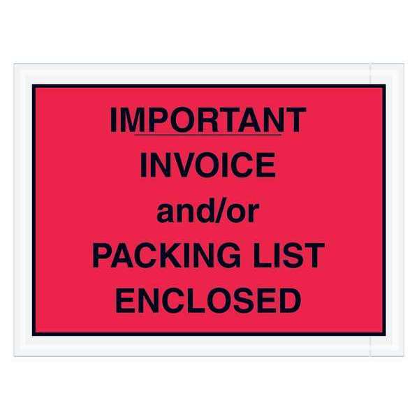 Tape Logic Tape Logic® "Important Invoice and/or Packing List Enclosed" Envelopes, 4 1/2" x 6", Red, 1000/Case PL418