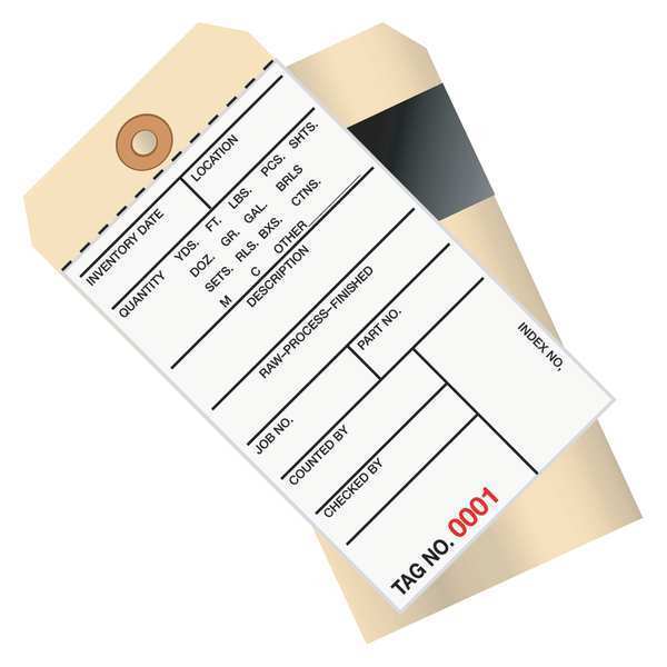 Partners Brand Inventory Tags, 2 Part Carbon Style #8, (2000-2499), 6 1/4" x 3 1/8", White/Manila, 500/Case G17051