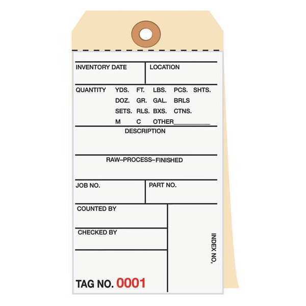 Partners Brand Inventory Tags, 2 Part Carbonless # 8, (7000-7499), 6 1/4" x 3 1/8", White/Manila, 500/Case G15151