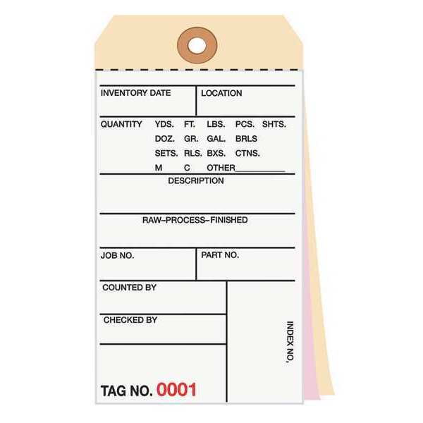 Partners Brand Inventory Tags, 3 Part Carbonless # 8, (2500-2999), 6 1/4" x 3 1/8", White/Manila, 500/Case G16061