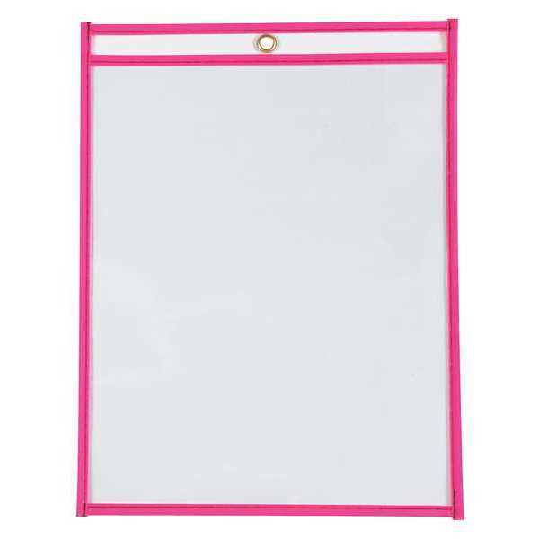 Partners Brand Stitched Job Ticket Holders, 9" x 12", Neon Pink, 15/Case JTH115PK