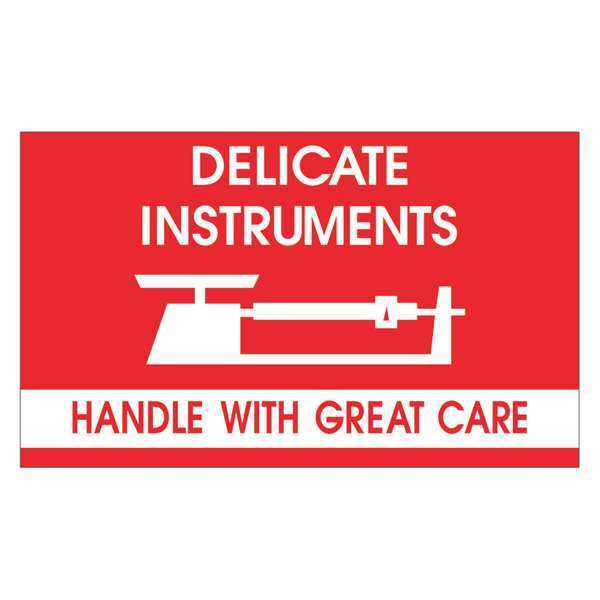 Tape Logic Tape Logic® Labels, "Delicate Instruments - HWC", 3" x 5", Red/White, 500/Roll DL1340