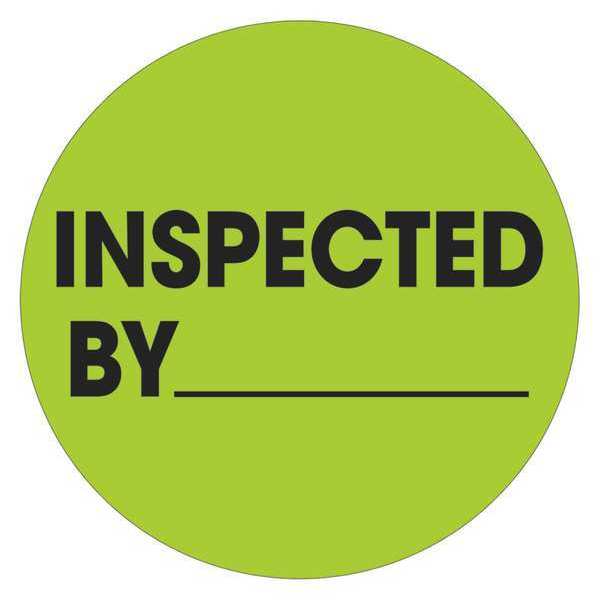 Tape Logic Tape Logic® Labels, "Inspected By", 1" Circle, Fluorescent Green, 500/Roll DL1265