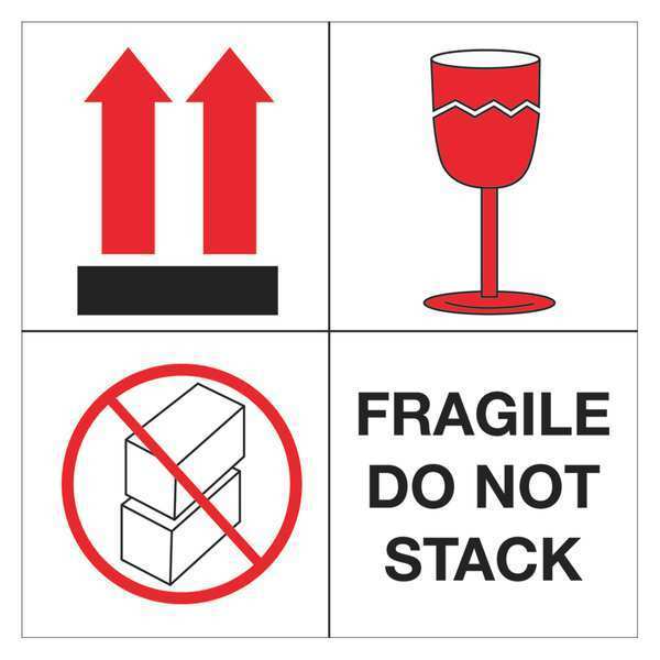 Tape Logic Tape Logic® Labels, "Fragile - Do Not Stack", 4" x 4", Red/White/Black, 500/Roll DL4501