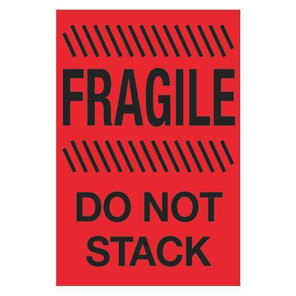 Tape Logic Tape Logic® Labels, "Fragile - Do Not Stack", 4" x 6", Fluorescent Red, 500/Roll DL1192