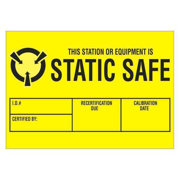 Tape Logic Tape Logic® Labels, "Static Safe", 1 3/4" x 3", Black/Yellow, 500/Roll DL9070